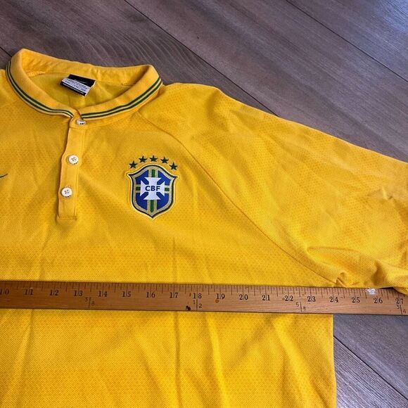 Nike Brasil Yellow Athletic Casual Polo Men XXL Bin L-112 - Picture 5 of 6